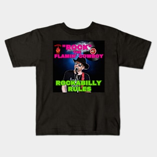 ROCK the Flamin Cowboy Rockabilly Rules Kids T-Shirt